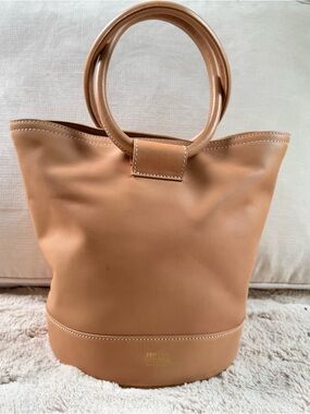 Frances Valentine Tan Leather Top-Handle Bucket Bag